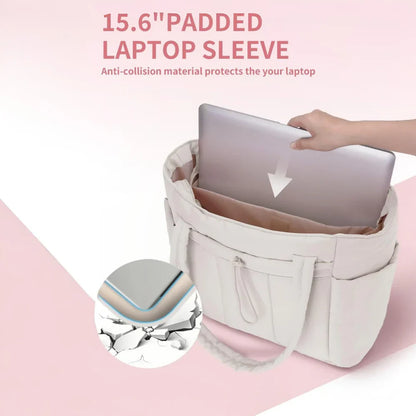 Womens Tote Bag Quilted Puffer Laptop Sleeve Travel Organizer